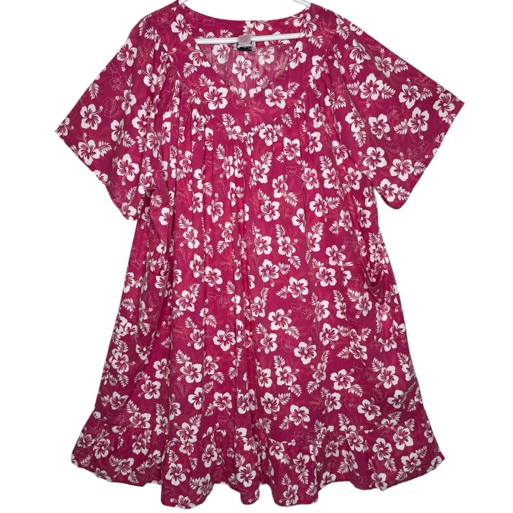 Anthony Richards Pink Floral Maxi House Dress Kaftan Muumuu 6X Hawaiian Relaxed